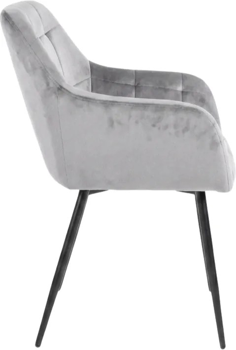Sivé jedálenské kreslo LOREN VELVET s čiernymi nohami