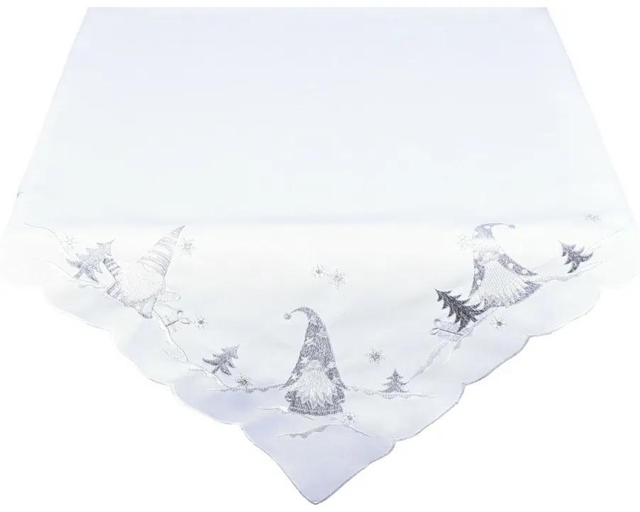 Forbyt Vianočný obrus Škriatkovia biela, 35 x 35 cm