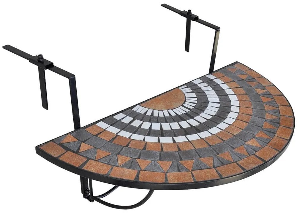 Závesný polkruhový stôl na balkón- hnedý