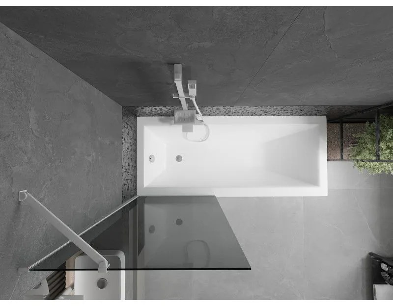 Mexen Next, vaňová zástena 1-krídlová 70 x 150 cm, fixné krídlo, 6 mm šedé sklo, biely profil, 895-070-000-00-40-20