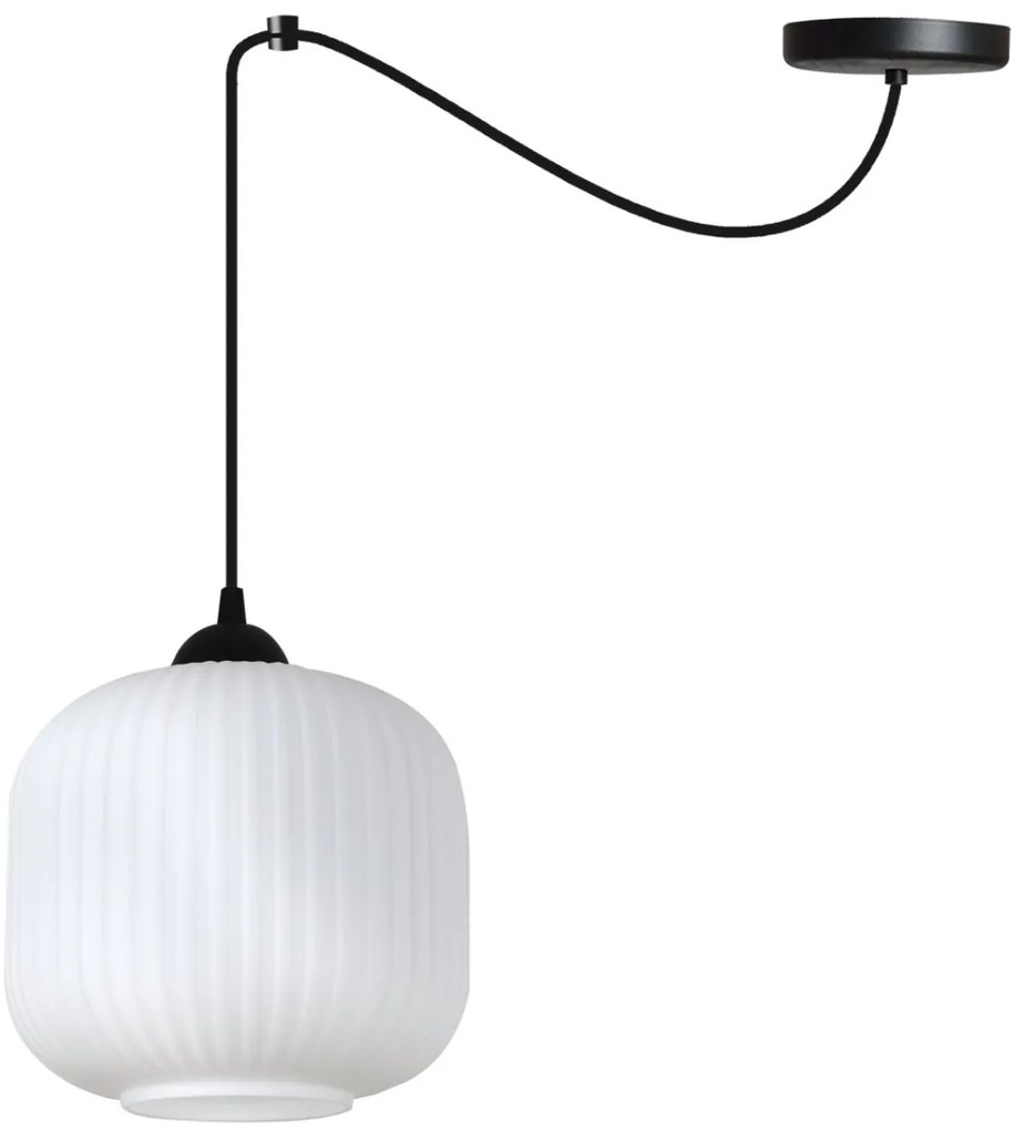 Závesné svietidlo Riffle Spider 2, 1x biele sklenené tienidlo, b