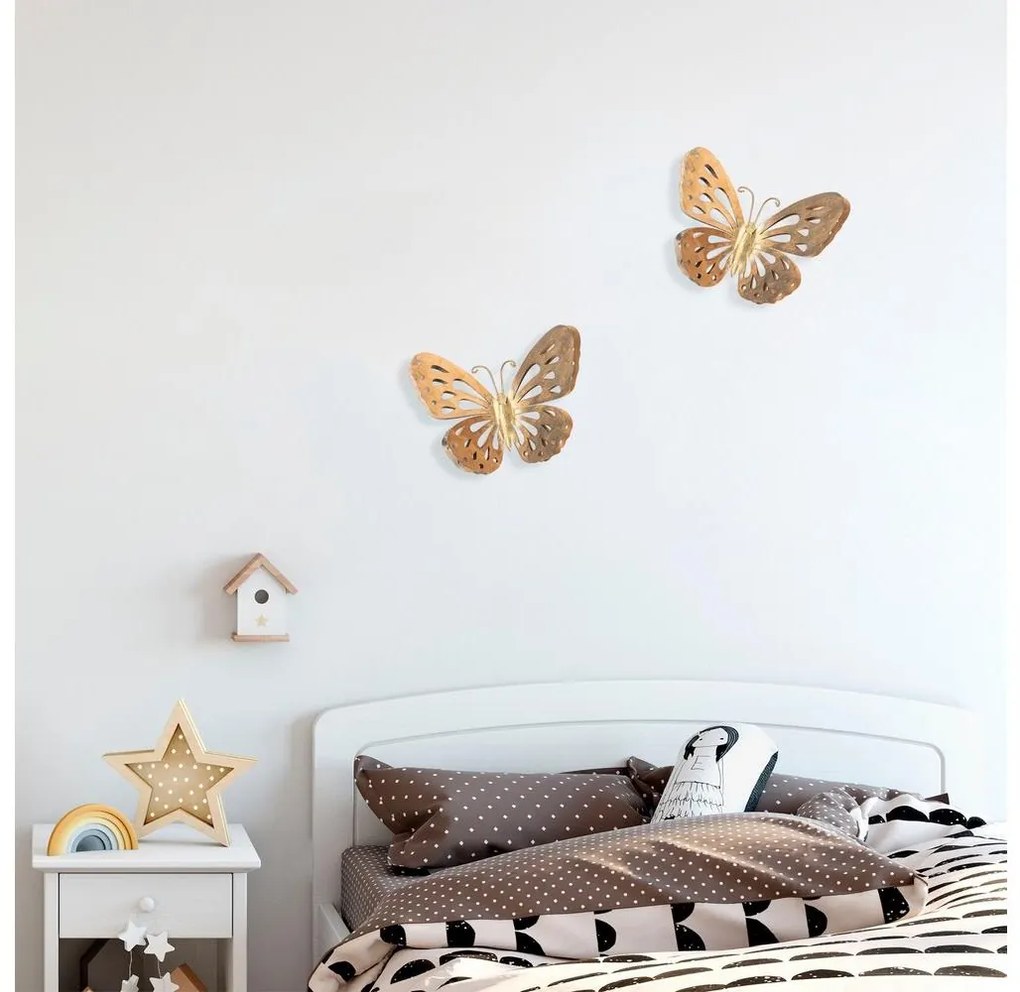 Nástenná dekorácia 32x29 cm motýľ kov
