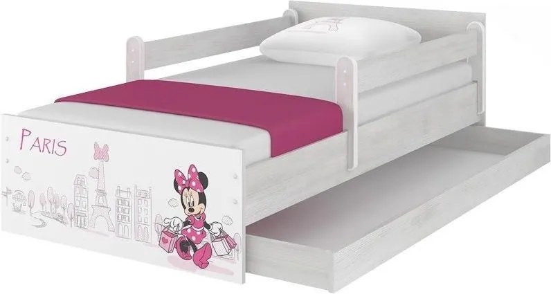MAXMAX Detská posteľ MAX so zásuvkou Disney - MINNIE PARIS 200x90 cm