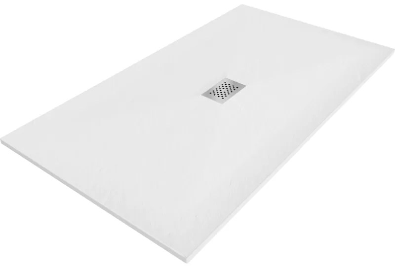 Mexen Hugo, obdĺžniková sprchová vanička SMC 150 x 100 cm, biela, oceľová krytka, 42101015-X