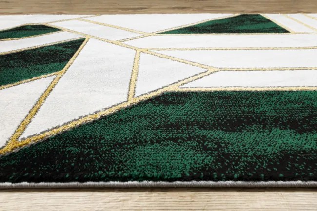 Behúň EMERALD exkluzívny 1015 glamour, marmur, geometrický zelený/zlatý - výpredaj