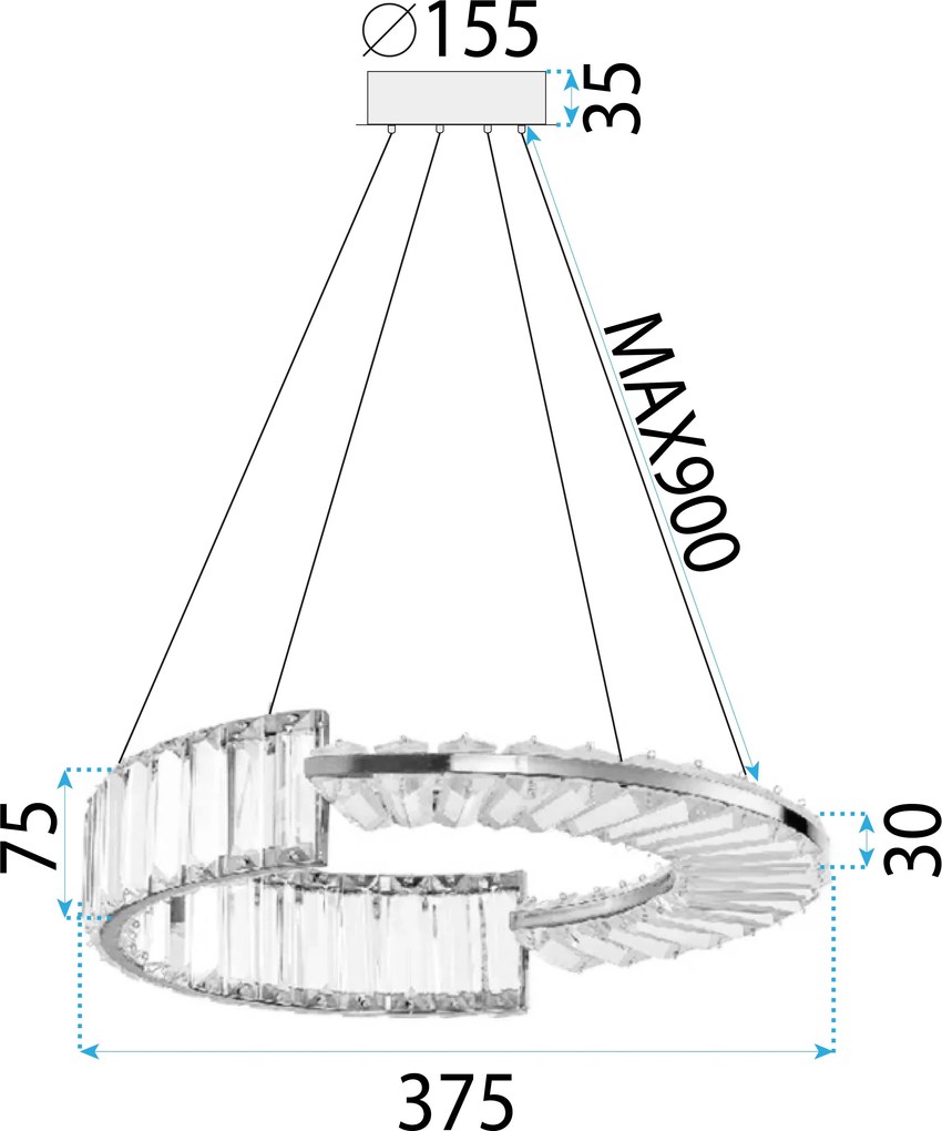 Toolight Toolight, LED stropné svietidlo APP1527-CP40, chrómová, OSW-06976