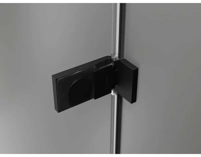 Mexen Lunar-F, pravé skladacie sprchové dvere 125 cm, 8mm číre sklo, čierny matný profil, 836S-125-050-70-00-P