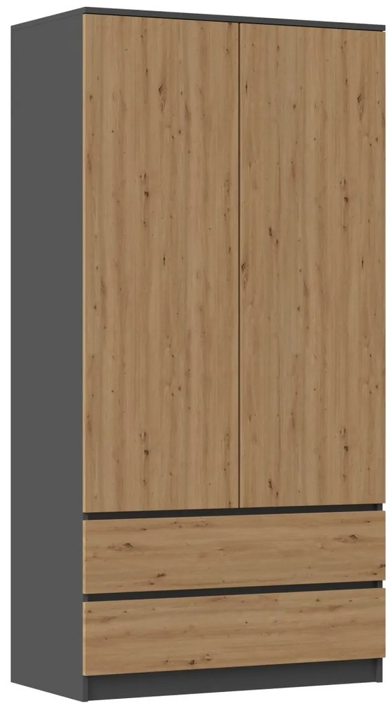Šatní skříň MALWA I 90 cm antracit/dub artisan