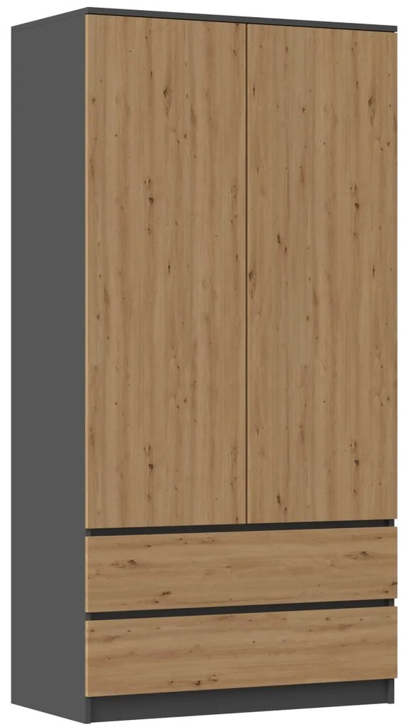 Šatníková skriňa MALWA I 90 cm antracit/dub artisan