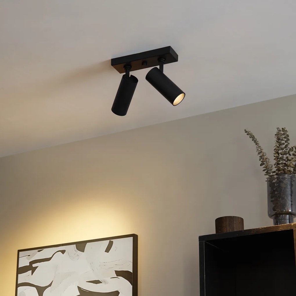 Moderné stropné svietidlo čierne vrátane LED stmievateľné 2-svetlá - Tate