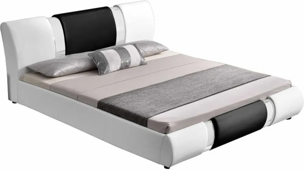 Moderná posteľ, biela/čierna, 180x200, LUXOR