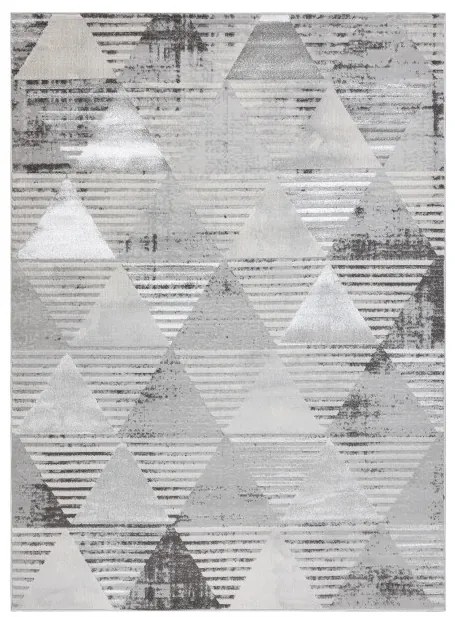 Koberec LIRA E1627 Trojuholníky geometrický, štrukturálny, glamour - sivý