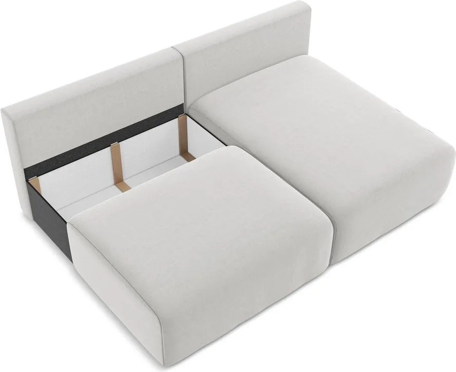 Svetlosivá zamatová rozkladacia/s úložným priestorom rohová pohovka (pravý roh/s leňoškou) Kalena – Makamii