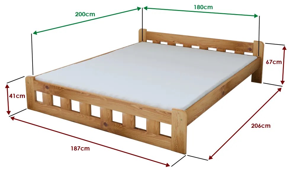 Posteľ Naomi zvýšená 180 x 200 cm, jelša Rošt: S latkovým roštom, Matrac: Matrac COCO MAXI 20 cm