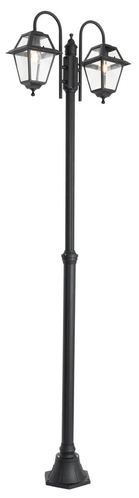 Klasická vonkajšia lampa čierna 235 cm 2-svetlo IP44 - Berta