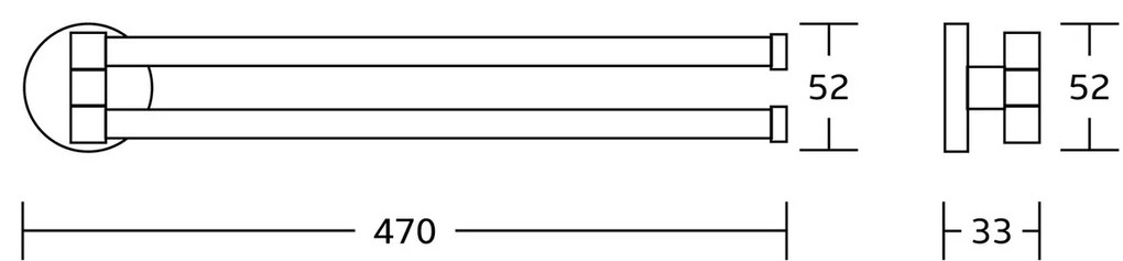 AQUALINE SB121 Samba otočný držiak uterákov dvojitý, 45 cm, strieborná