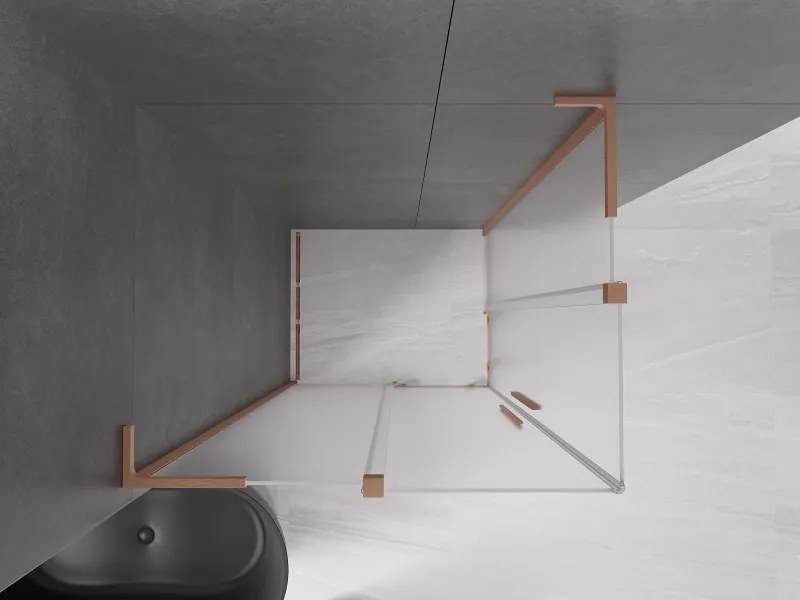 Mexen Velar L Duo, sprchový kút s posuvnými dverami 100 x 90 cm, 8mm sklo námraza, medená matná, 871-100-090-02-33-65