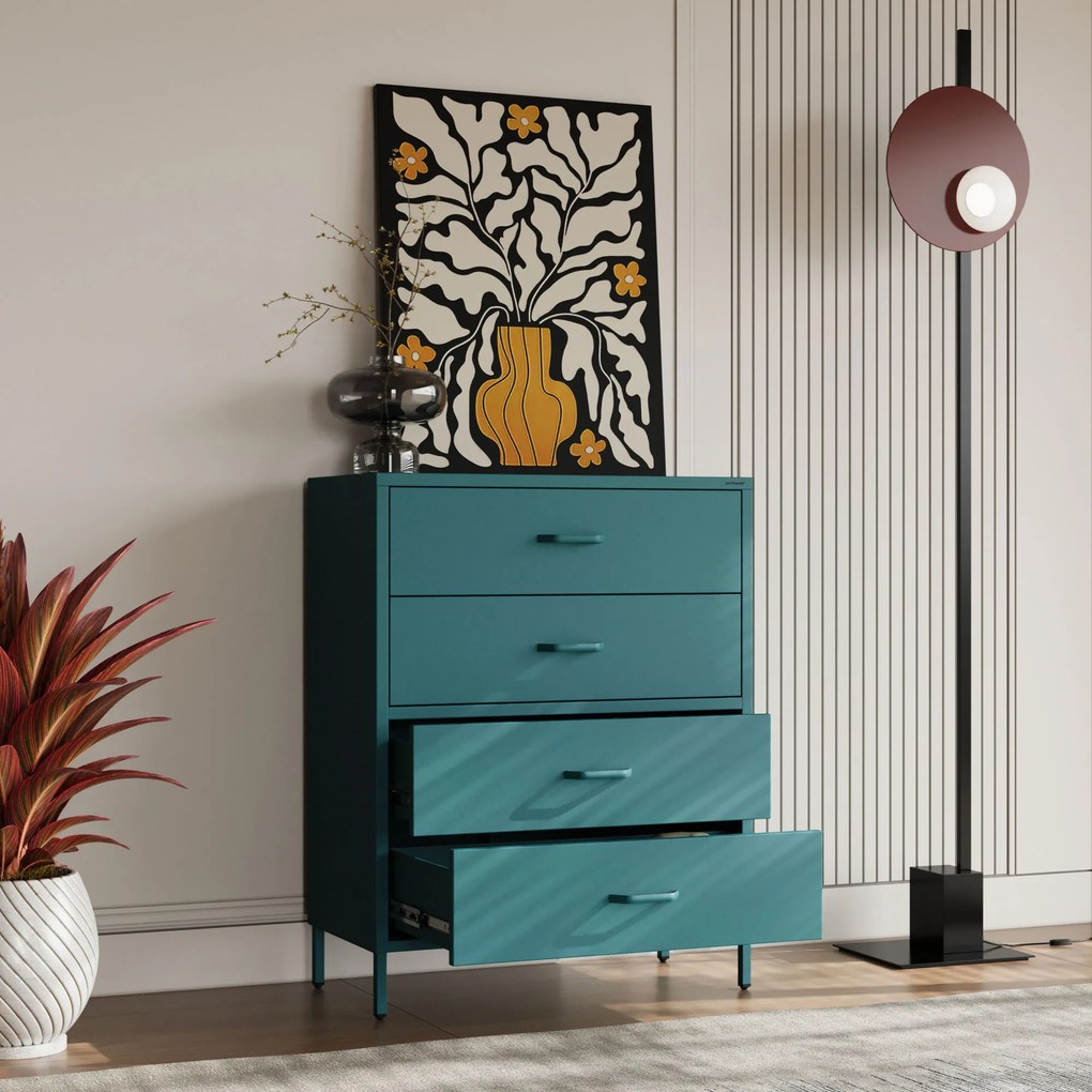 Komoda CARLA, 800 x 1015 x 400 mm, Modern: morská farba