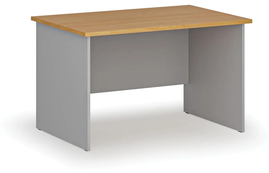 Kancelársky písací stôl rovný PRIMO GRAY, 1200 x 800 mm, sivá/buk