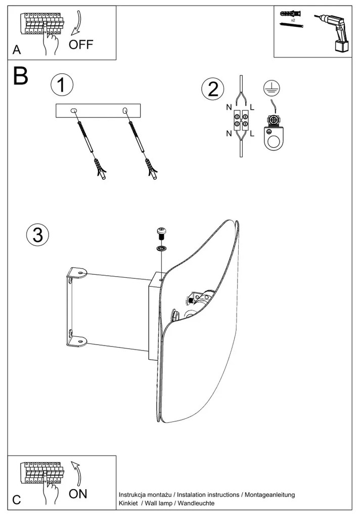 Nástenné svietidlo Tila, 1x biele kovové tienidlo, (40 cm)