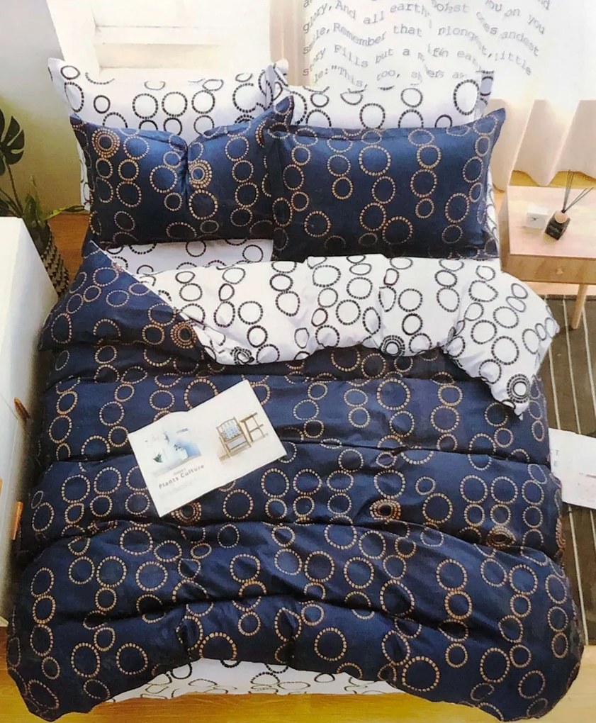 Sendia Textil DARK BLUE CIRCLES foto obliečky 140x200 cm 7 Set Balenie Rozmer obliečok: 140x200 cm, Obsah balenia: 7 Set Balenie