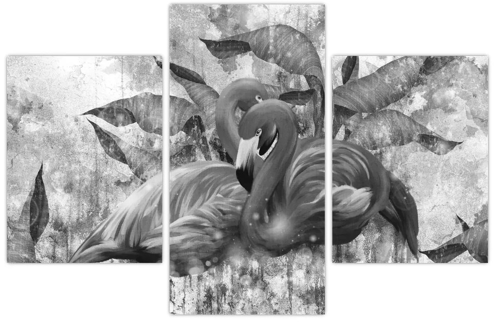 Obraz - Plameniaky graffiti (90x60 cm)