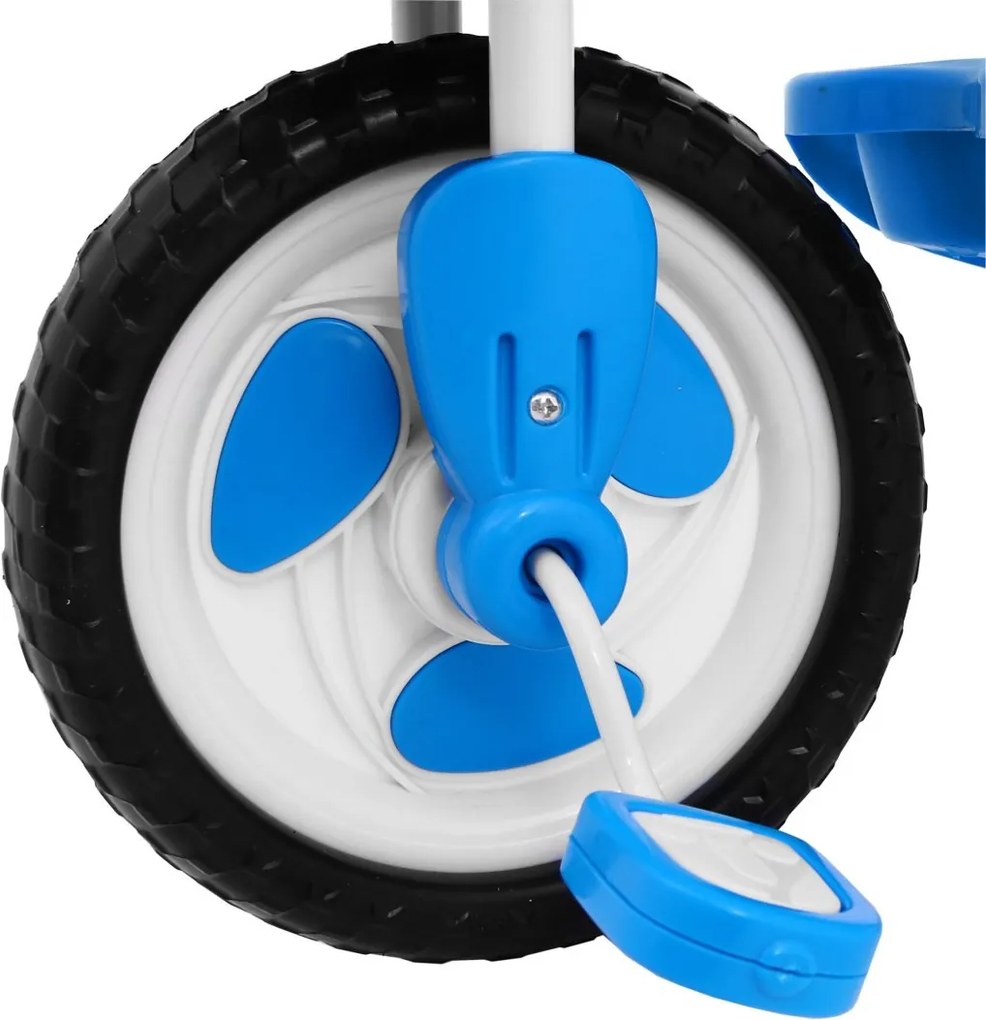 Ramiz Detský trojkolesový bicykel Elephant Modrá + zvuky + strieška + zábrana + opierka na nohy + rukoväť + úložný priestor