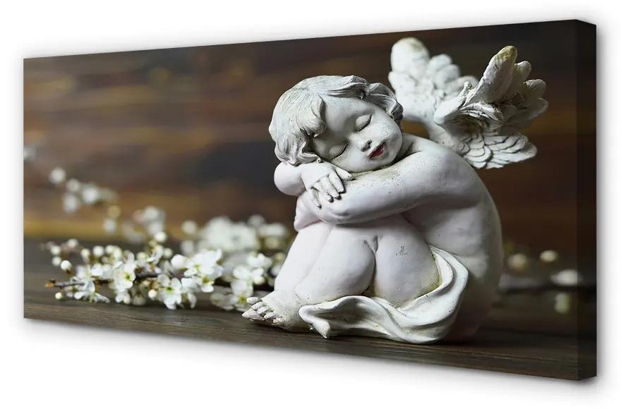 Obraz na plátne Spiace anjel kvety 140x70 cm