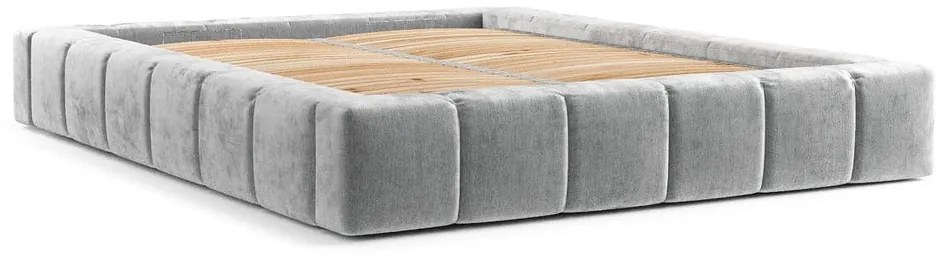 Svetlosivá čalúnená dvojlôžková posteľ s úložným priestorom s roštom 200x200 cm Aruba L – Maison de Rêve