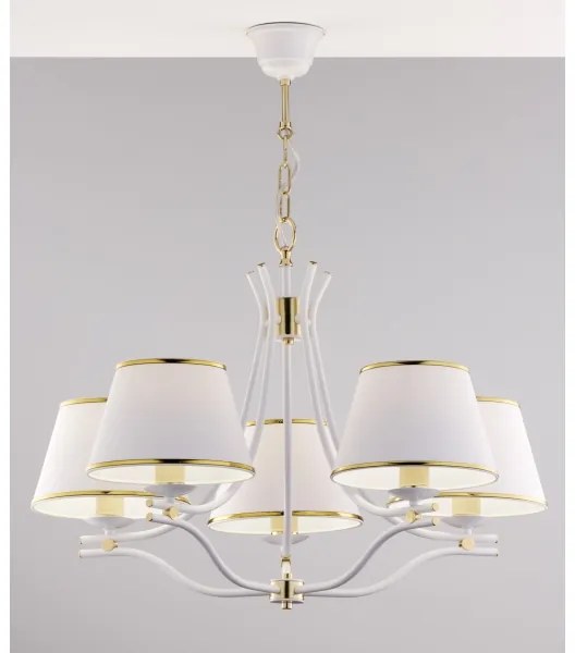 Jupiter 2084 - Závesný luster SAMBA na reťazi 5xE27/15W/230V biela/zlatá