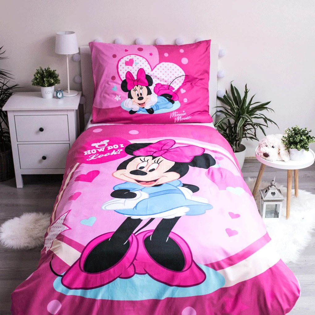 DETSKÉ OBLIEČKY Z MIKROVLÁKNA MINNIE 140X200 CM, 1 KS 70X90 CM VZOROVANÉ