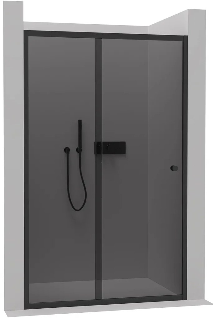 Cerano Varone, posuvné sprchové posuvné dvere 100x195 cm, 6mm šedé sklo, čierny profil, CER-CER-429526