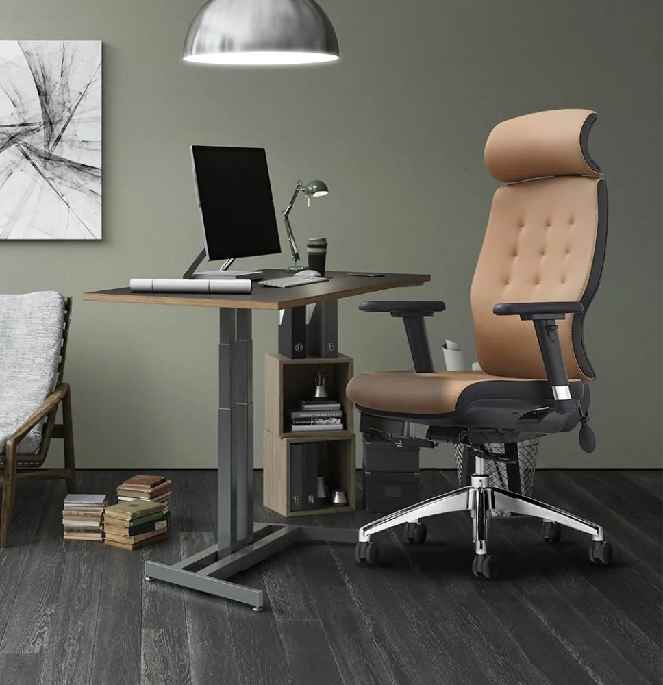 Ergonomická kancelárska stolička MOSH Elite H – hnedo-čierna
