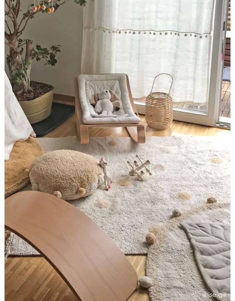 Okrovožltý krémový prateľný ručne tkaný bavlnený detský koberec 120x160 cm Hippy Dots Honey – Lorena Canals