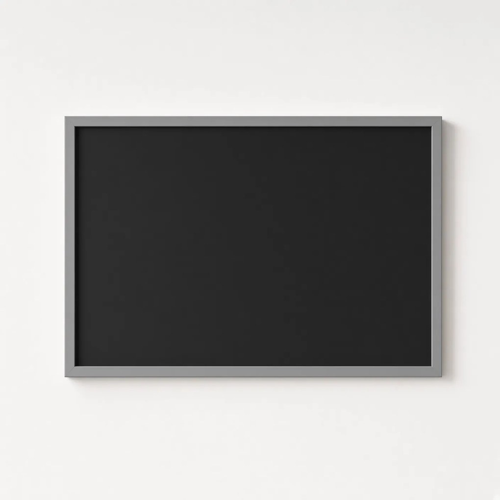 Toptabule.sk  Čierna kriedová tabuľa v šedom drevenom ráme COLOR 100x200 cm