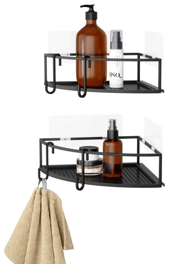 Kovová polička do sprchy rohová Umbra CUBIKO SET/2ks černý