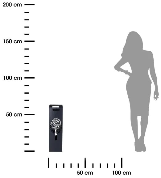 Kovový stojan na dáždniky INDUSTRIAL 60x21 cm čierna