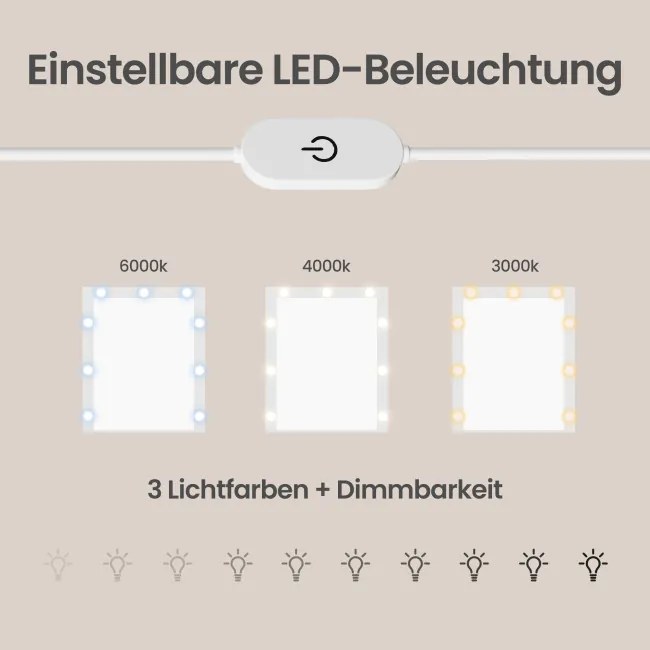 Toaletný stolík so zrkadlom a RGB LED osvetlením RDTB35145WB01