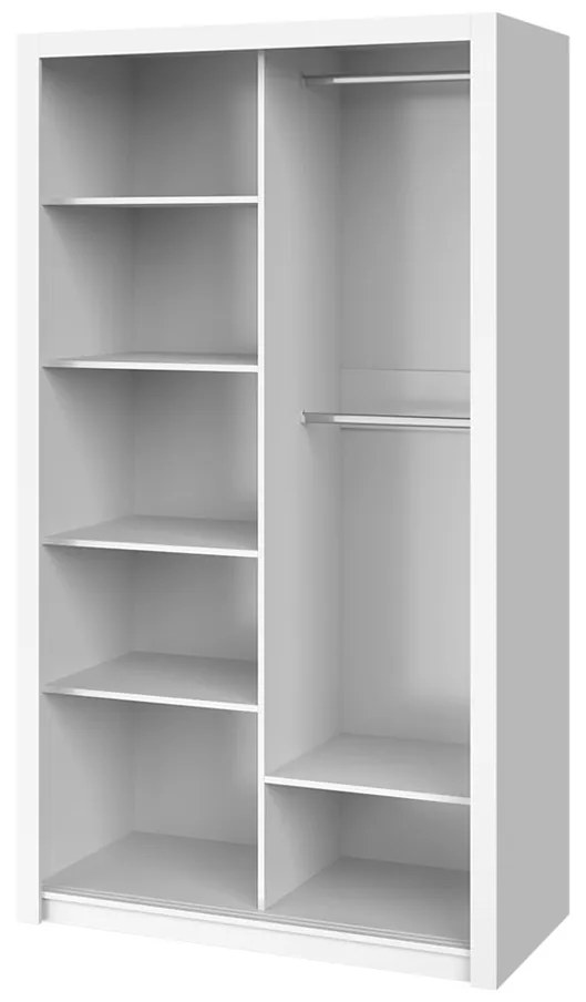 Šatníková skriňa s posuvnými dverami a so zrkadlom Kler SZ120 KE05, Farby: biela / zrkadlo