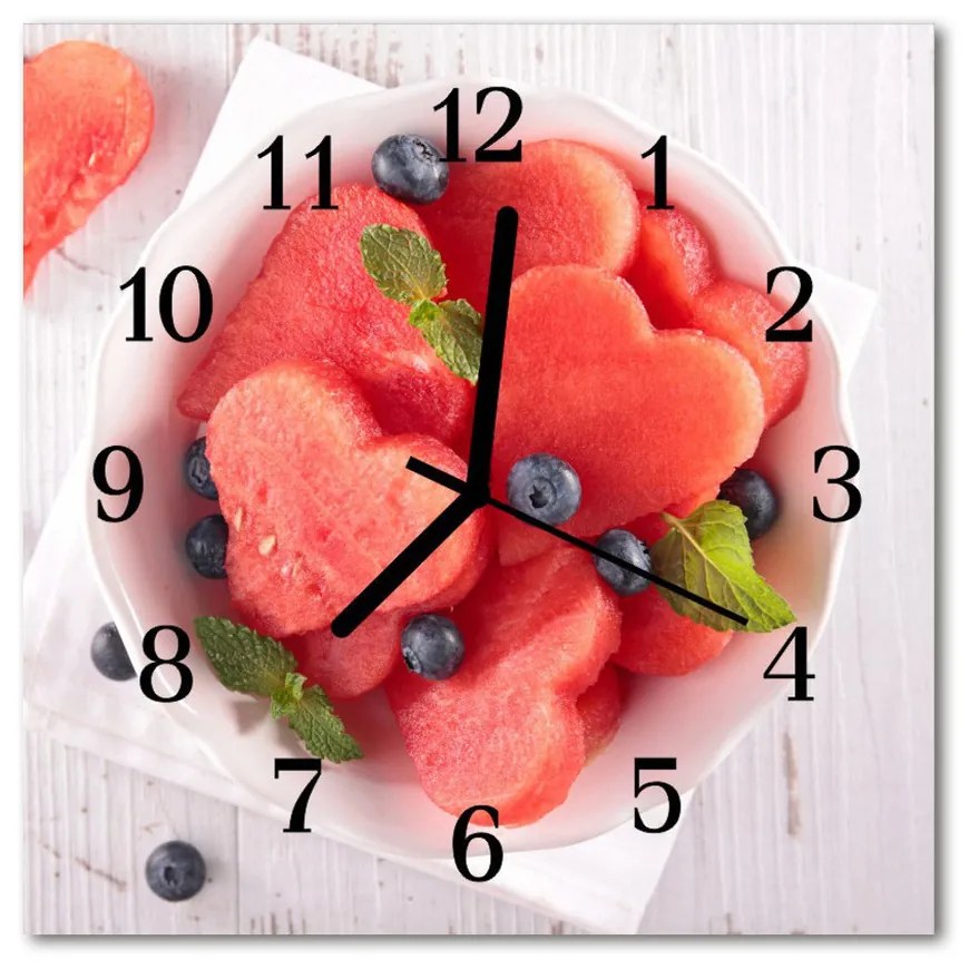 Nástenné sklenené hodiny Srdce z melóna 30x30 cm