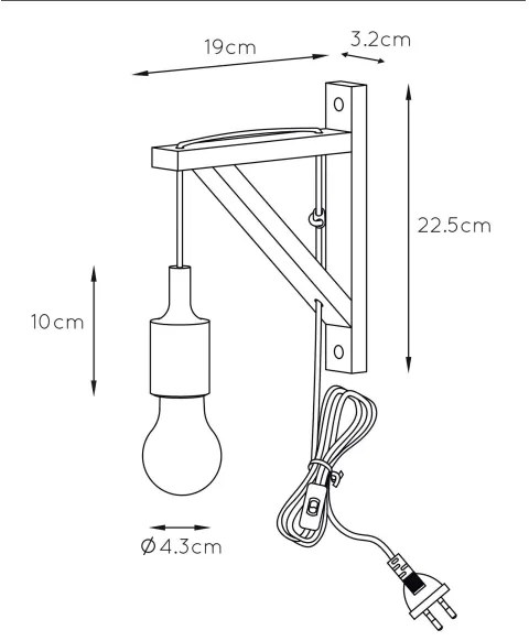 Lucide 08208/01/31 - Nástenné svietidlo FIX WALL 1xE27/60W/230V biela
