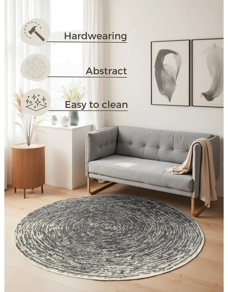 Sivo-krémový okrúhly koberec ø 120 cm Gloria Cavallo – Hanse Home