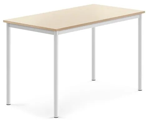 Stôl SONITUS, 1200x700x760 mm, HPL - breza, biela