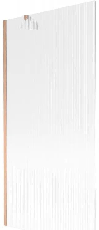 Mexen Next, 1-krídlová vaňová zástena 90 x 150 cm, 6mm sklo Ribs, medená matná, 895-090-000-00-09-65