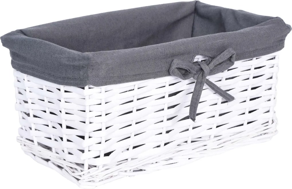 Prútený košík 30 x 20 x 15 cm - biely / šedý