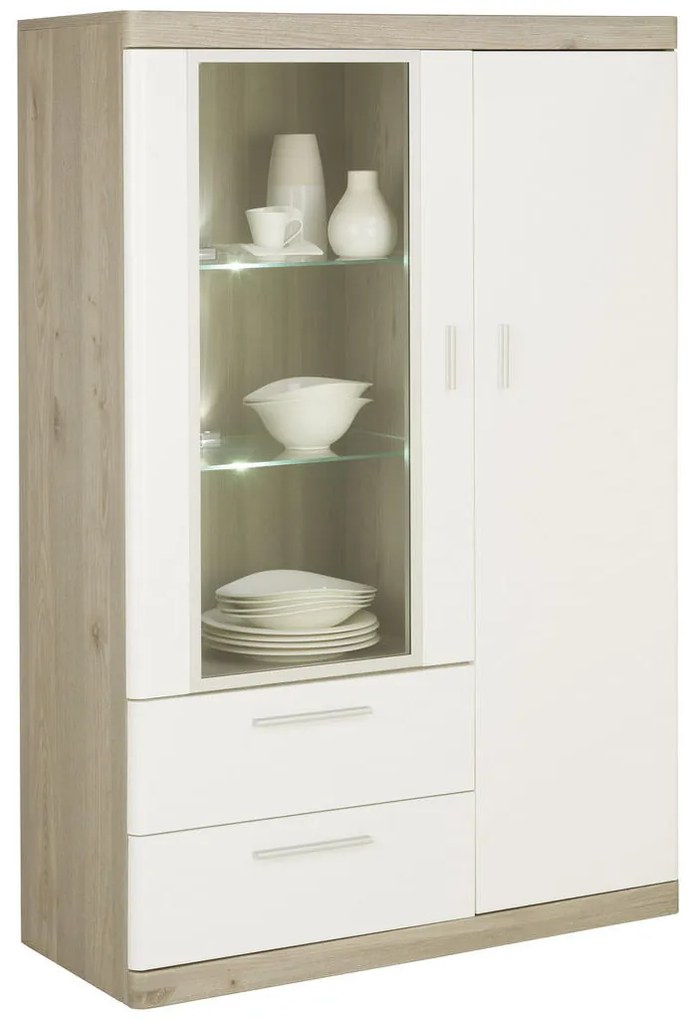 XXXLutz KOMODA HIGHBOARD, biela, farby dubu, 95/139/40 cm Xora - Komody - 002590001514