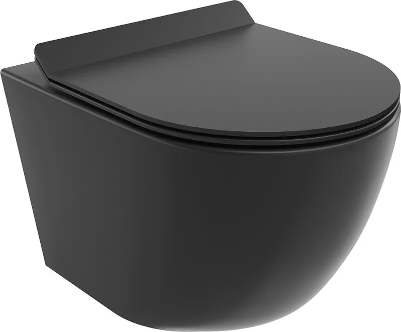 Mexen Lena wc misa Rimless s doskou so spomaleným zatváraním slim, duroplast, čierny mat - 30220185