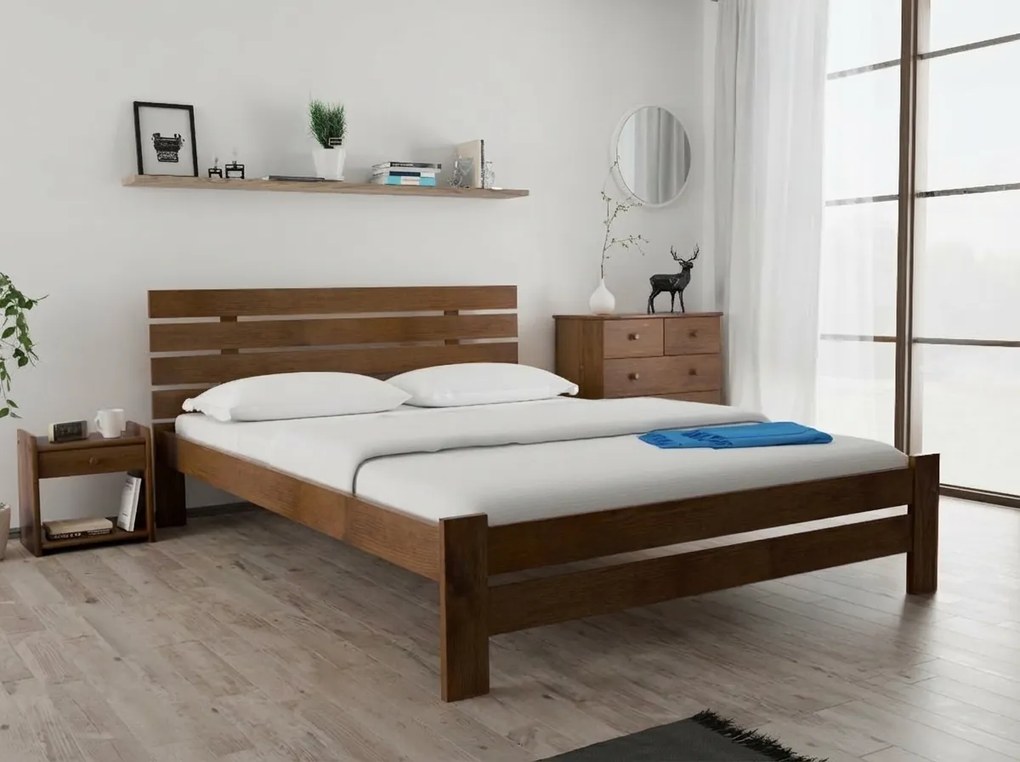 Posteľ PARIS zvýšená 120 x 200 cm, dub Rošt: Bez roštu, Matrac: Matrac DELUXE 10 cm