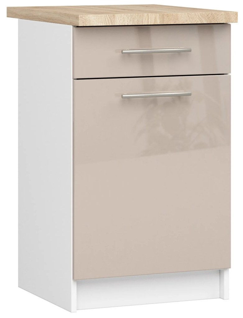 Dolná kuchynská skrinka Ozara S50 SZ4 (biela + cappuccino lesk). Akcia -20%. Vlastná spoľahlivá doprava až k Vám domov. 1071143