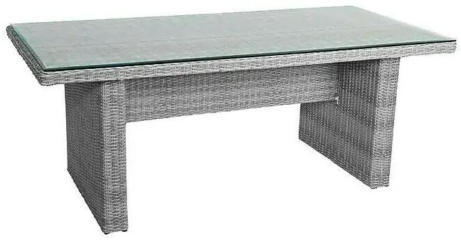Sunfun Pauline Záhradný stôl, 200 × 100 × 75 cm, hliník, PE ratan, sklo